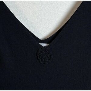 Vtg Wayne Rogers Reversible Black Silk Blend Knit Dress Sleeveless V-Neck Midi